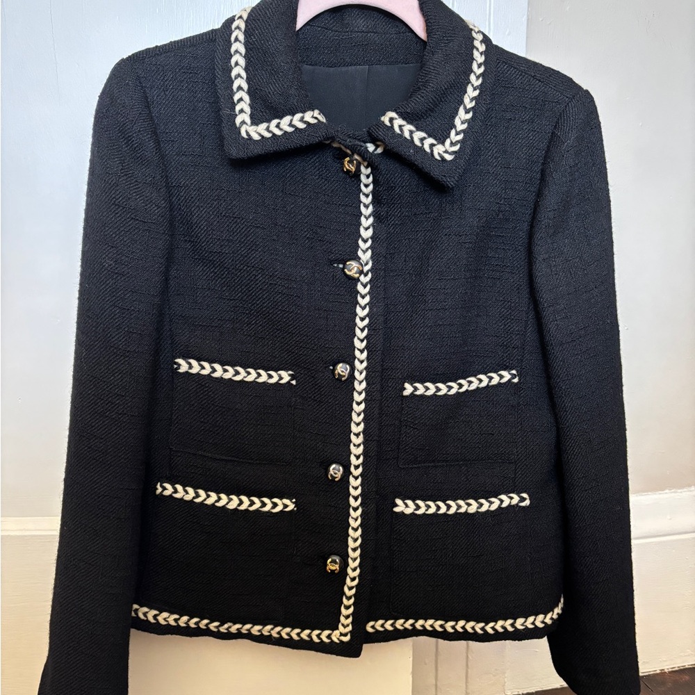 Classic black and white blazer